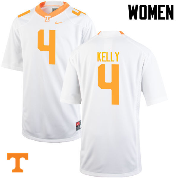 Women #4 John Kelly Tennessee Volunteers College Football Jerseys-White - Click Image to Close